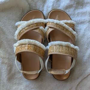 Coconuts by Matisse Cream and Tan Sandals with Fringe
